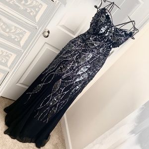 FAVIANA Black Sparkle Gown Prom Formal Dress